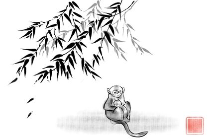 水墨国风 生肖1.0 猴1 (无字) 1980年出生的今年多大年龄 事业运,财运运势分析